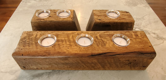 3pc Oak Candle Dock Set