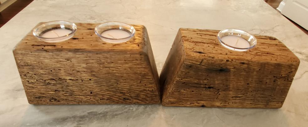 3pc Oak Candle Dock Set