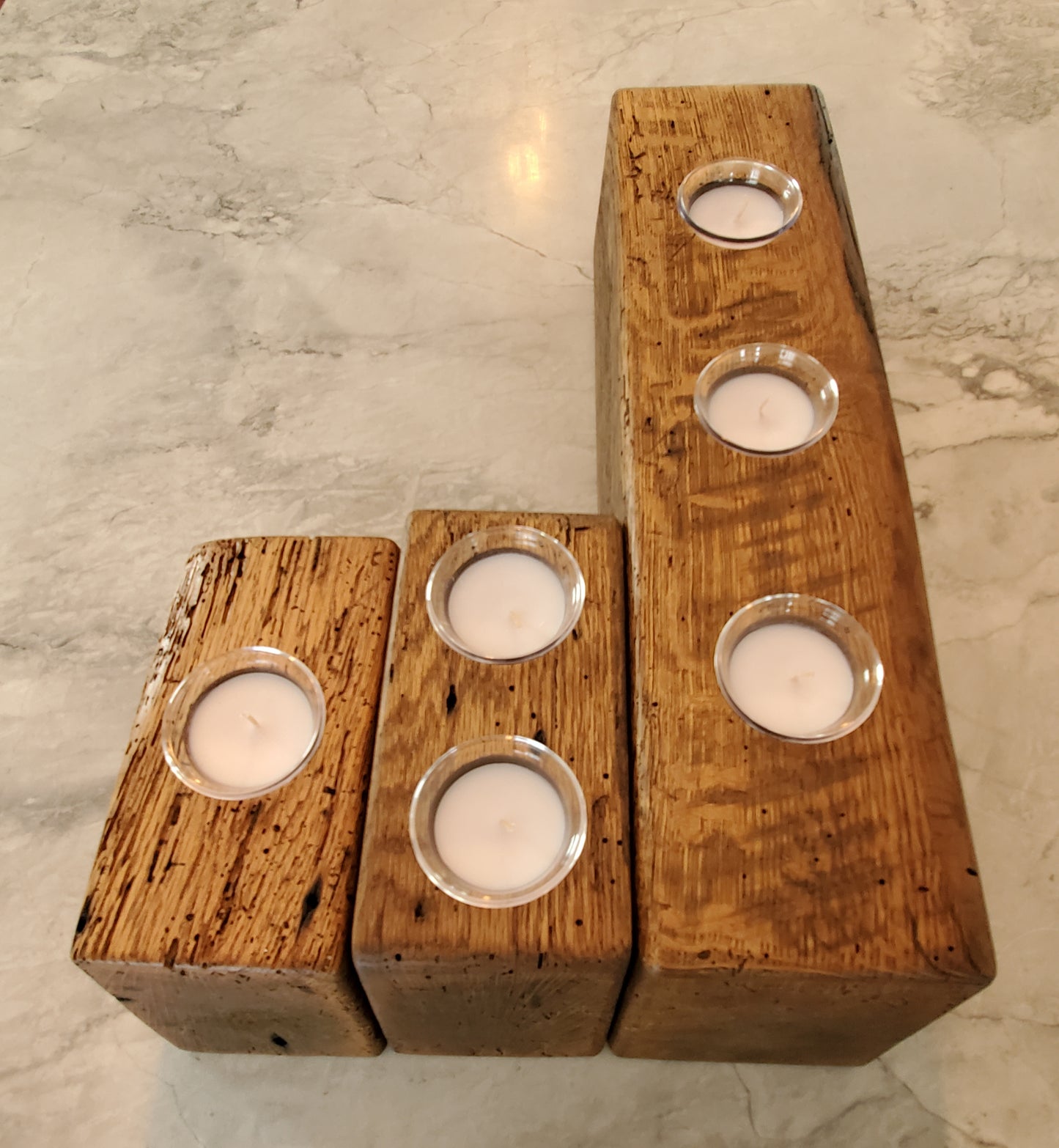 3pc Oak Candle Dock Set