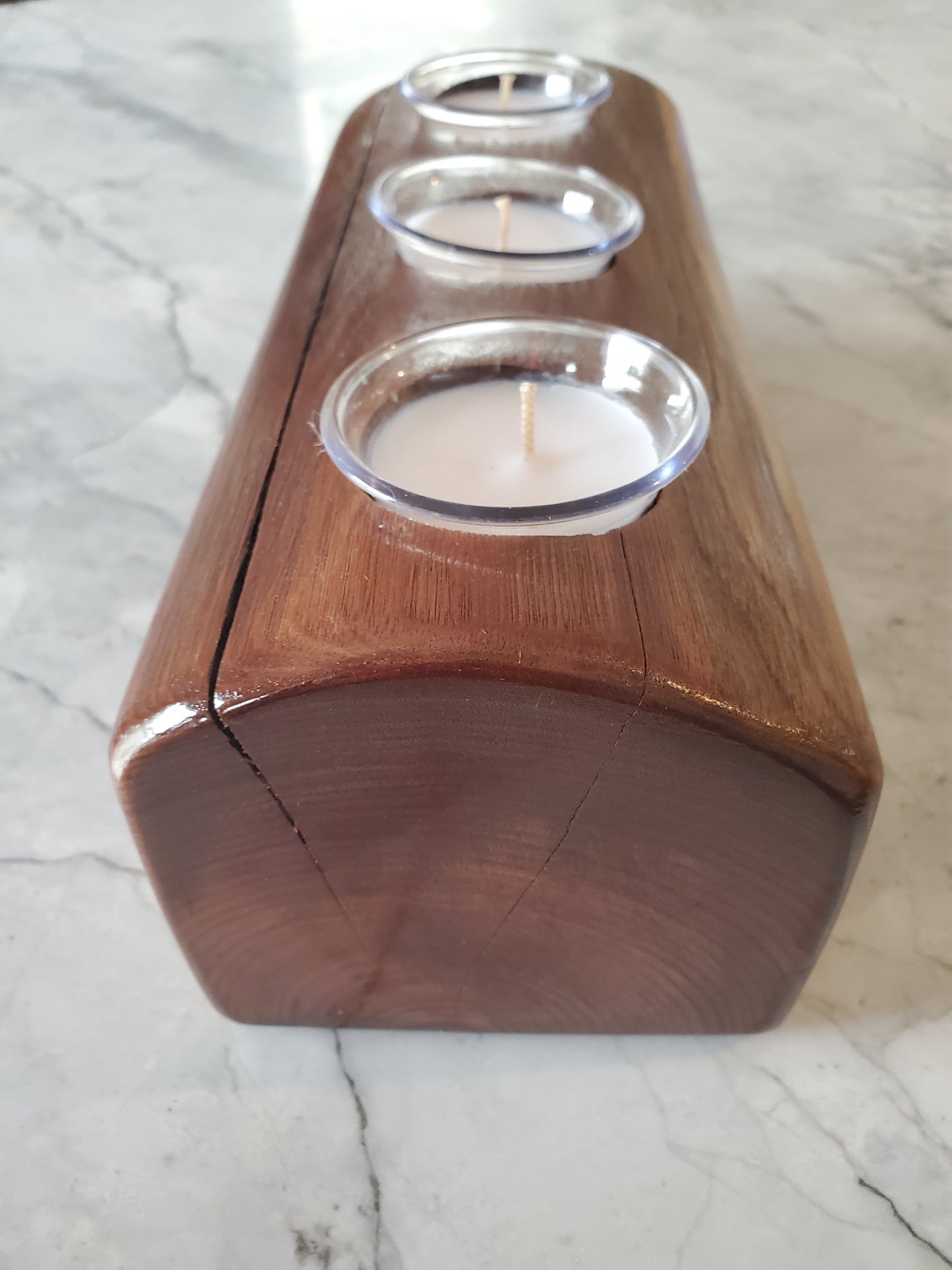 Reclaimed Dark Walnut Candle Holder