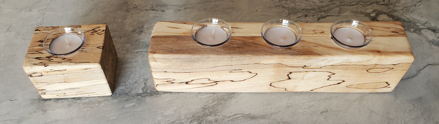 2pc Set: Reclaimed Basswood Candle Holder