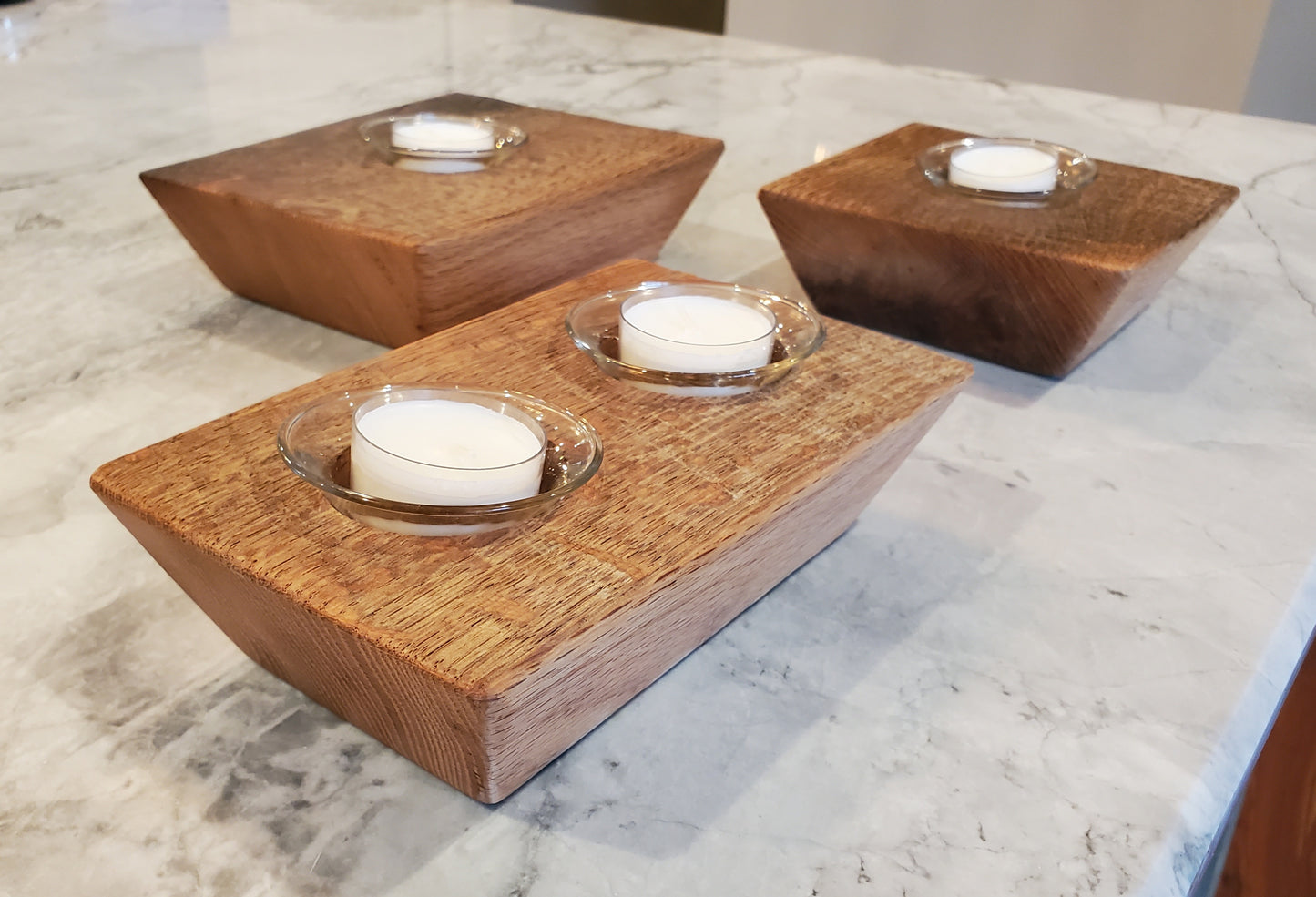 3pc Set: Reclaimed Oak Candle Holder