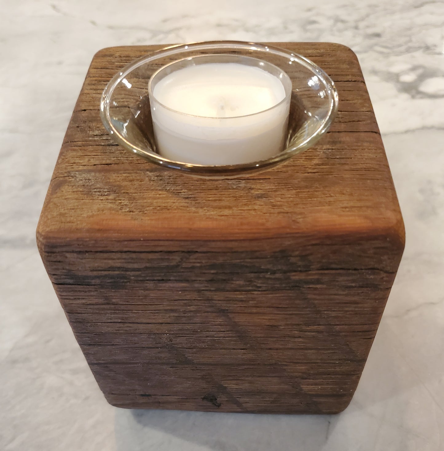 3pc Set: Reclaimed Oak Candle Holder