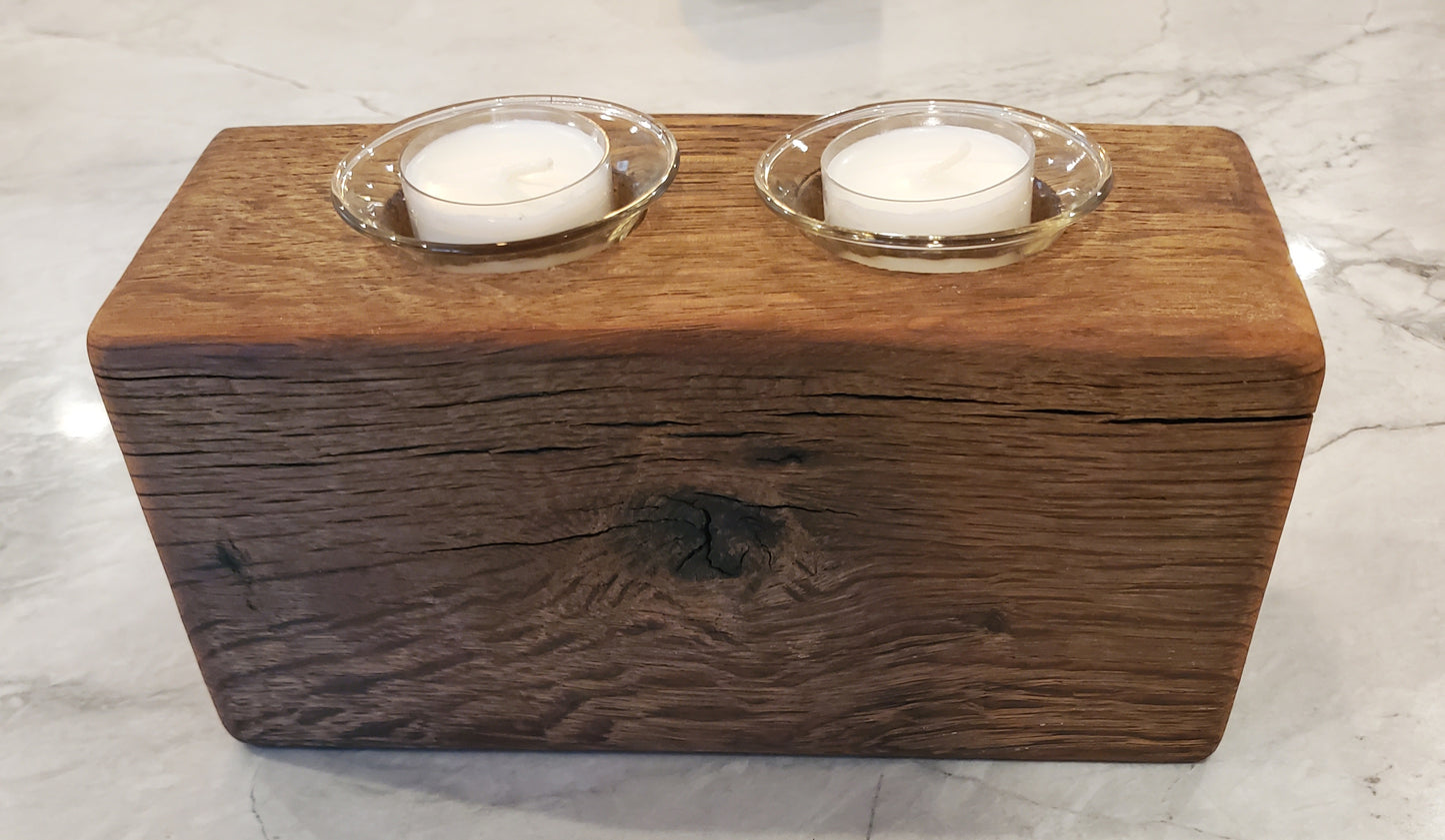 3pc Set: Reclaimed Oak Candle Holder