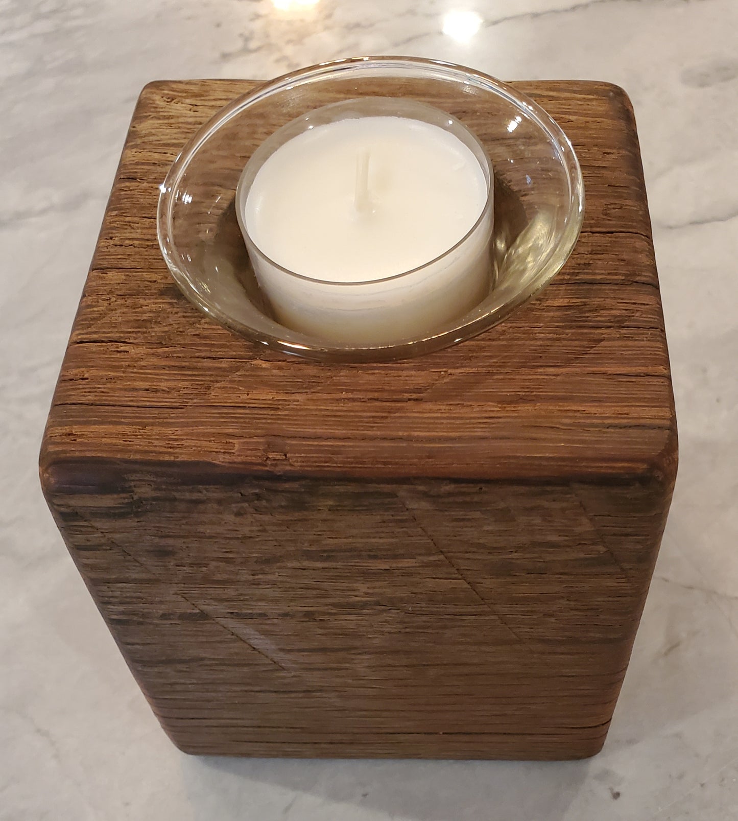 3pc Set: Reclaimed Oak Candle Holder