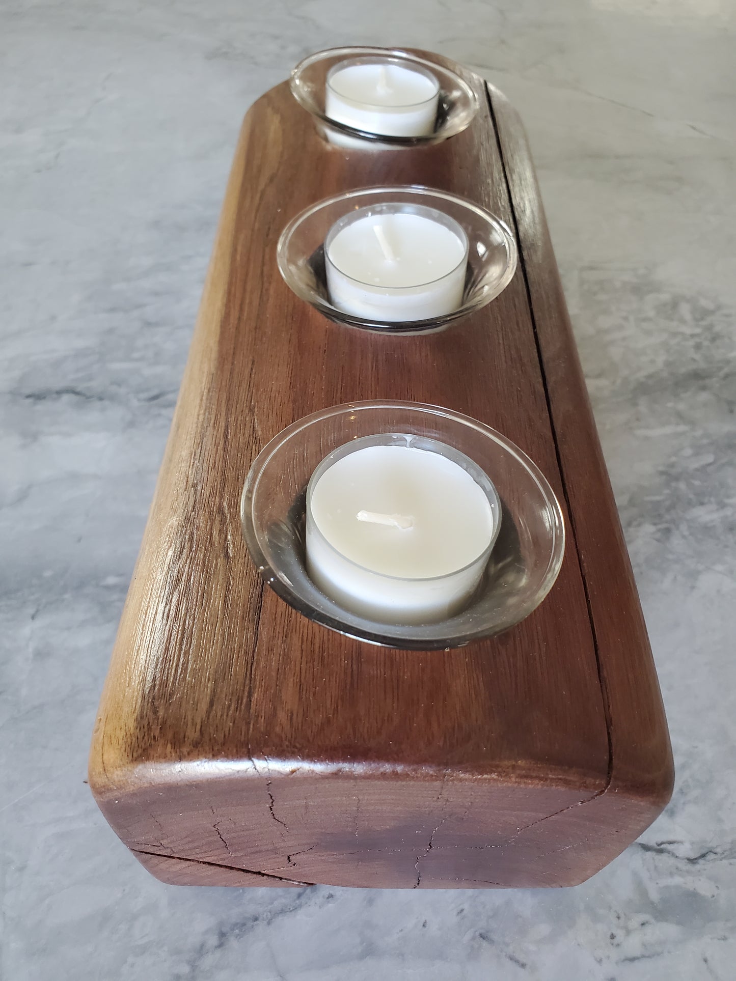 Reclaimed Dark Walnut Candle Holder