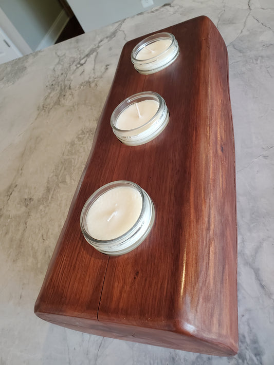 River Salvaged Black Walnut Centerpiece Candle Holder