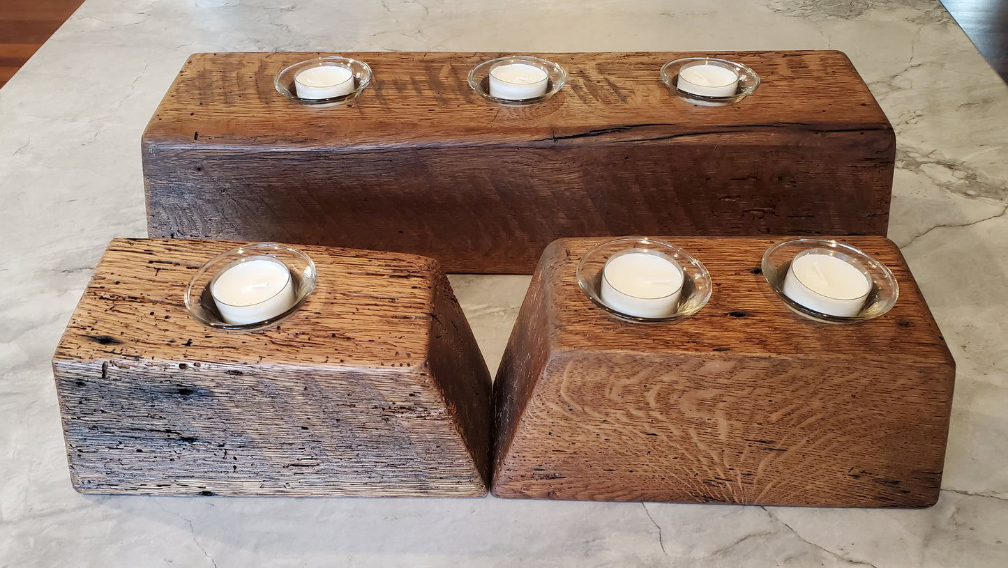 3pc Oak Candle Dock Set