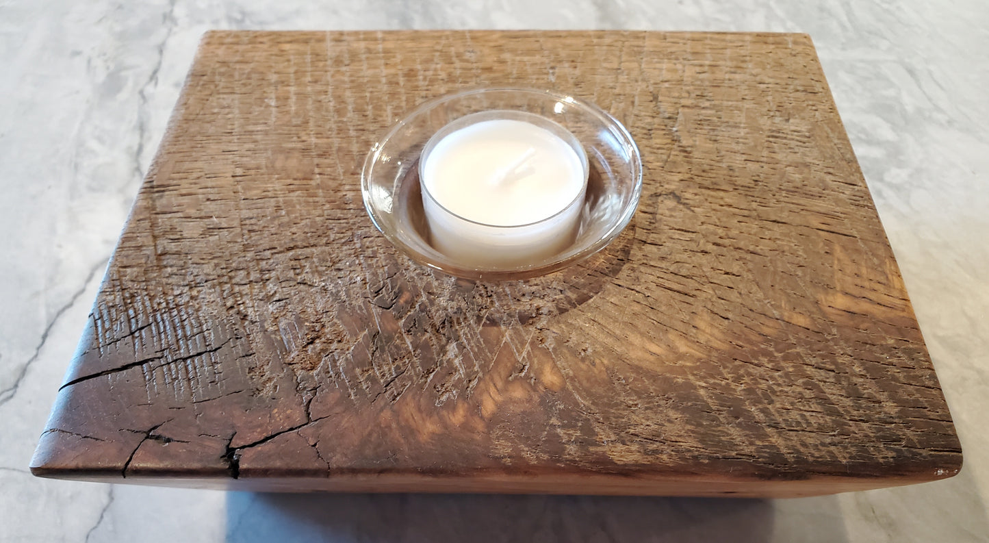 3pc Set: Reclaimed Oak Candle Holder