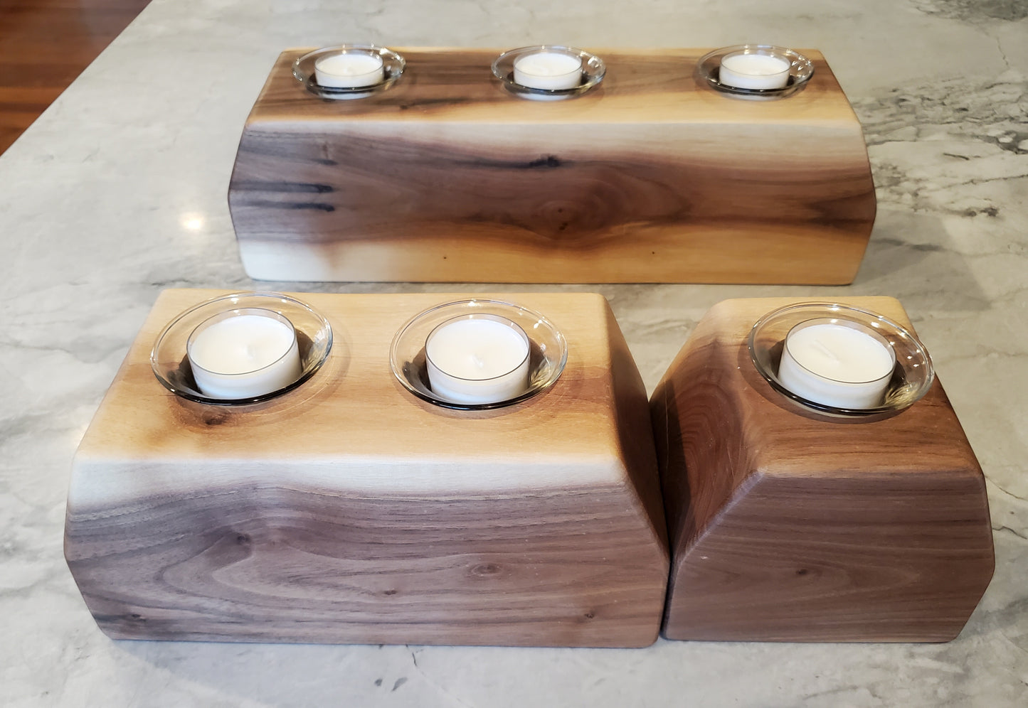 3pc Black Walnut Candle Docks