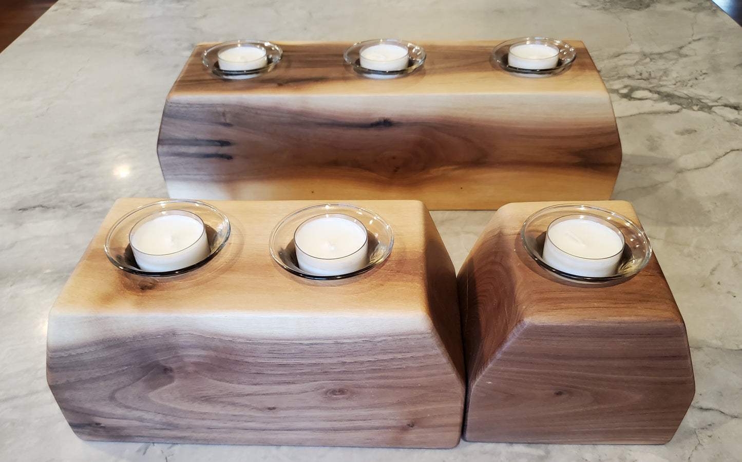 3pc Black Walnut Candle Docks