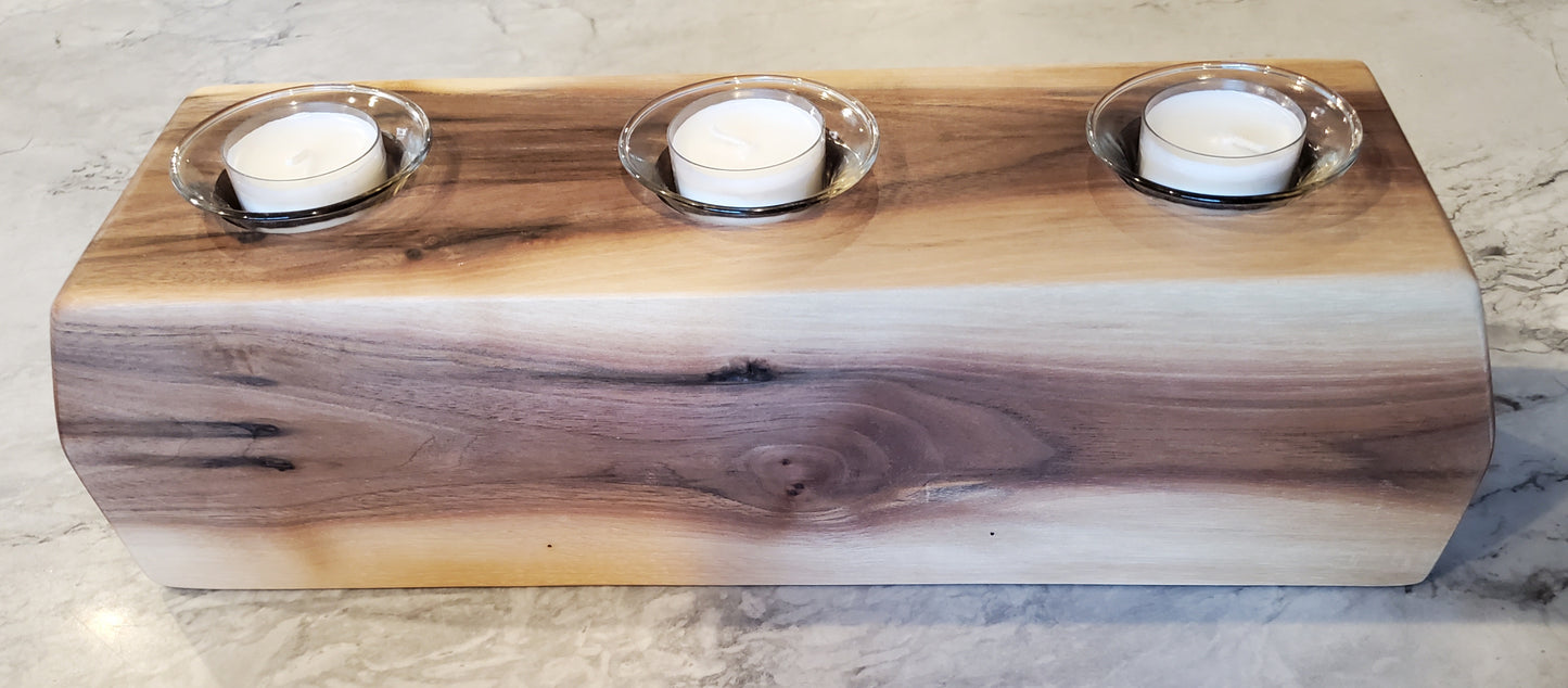 3pc Black Walnut Candle Docks