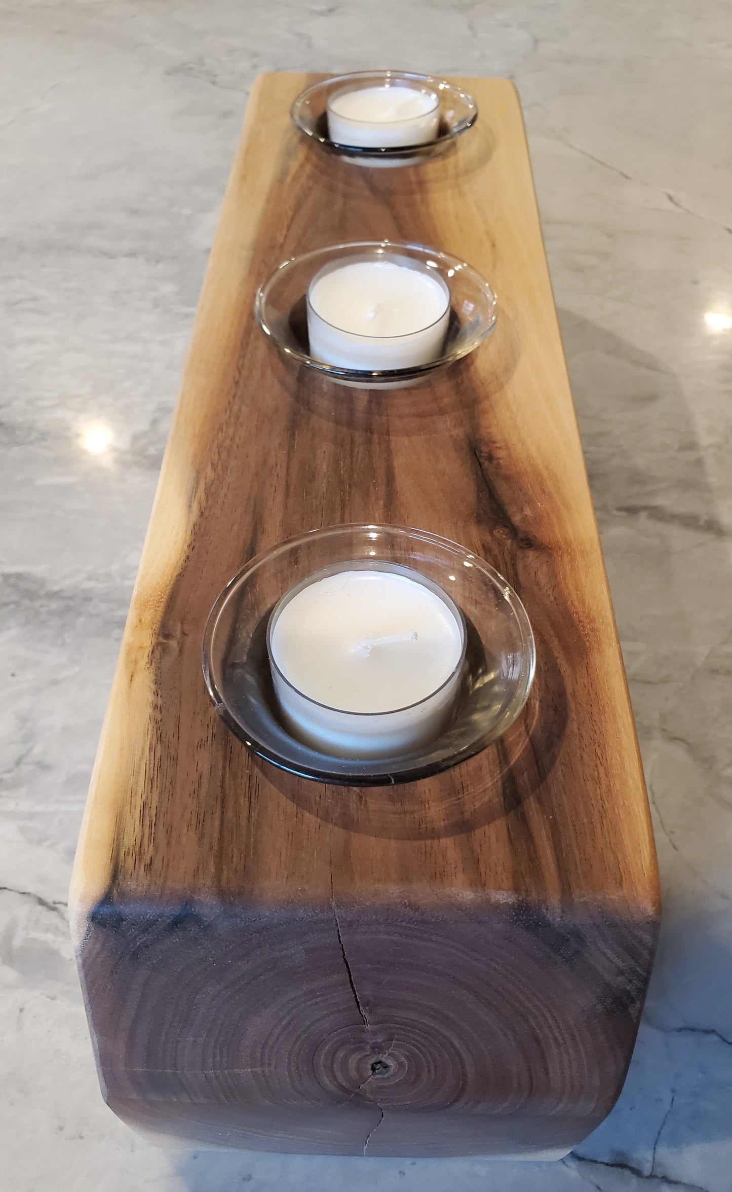 3pc Black Walnut Candle Docks