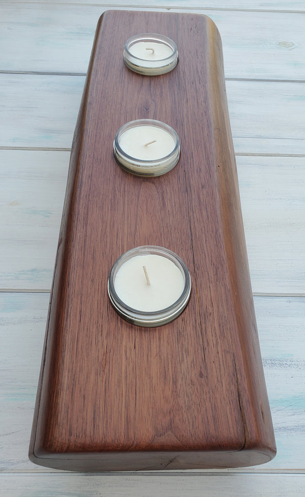 River Salvaged Black Walnut Centerpiece Candle Holder