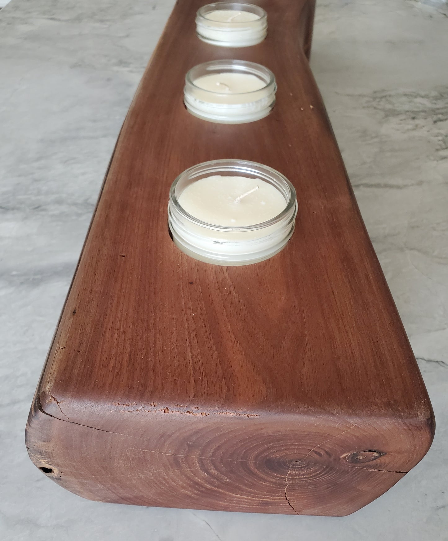 River Salvaged Black Walnut Centerpiece Candle Holder