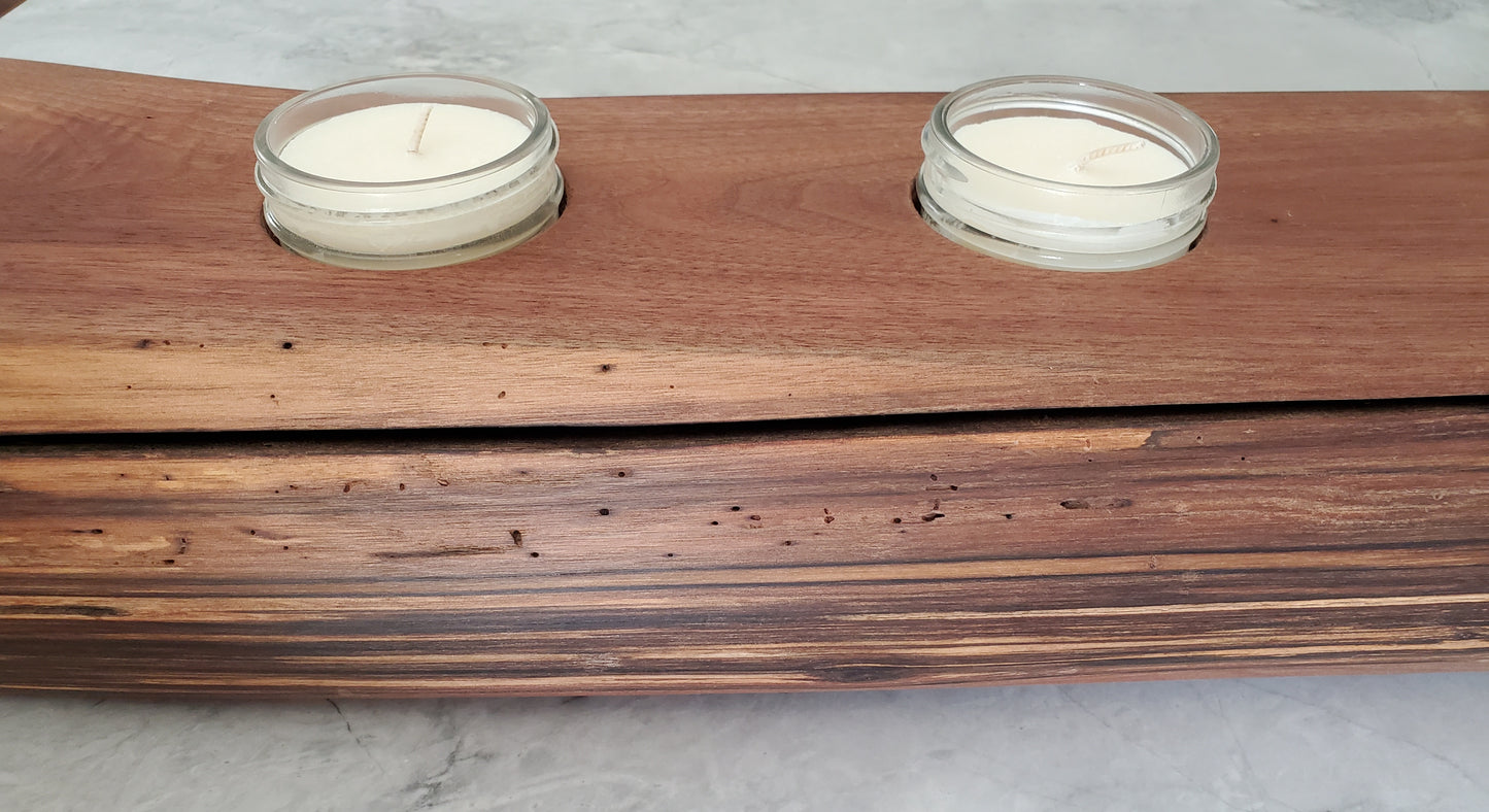 River Salvaged Black Walnut Centerpiece Candle Holder