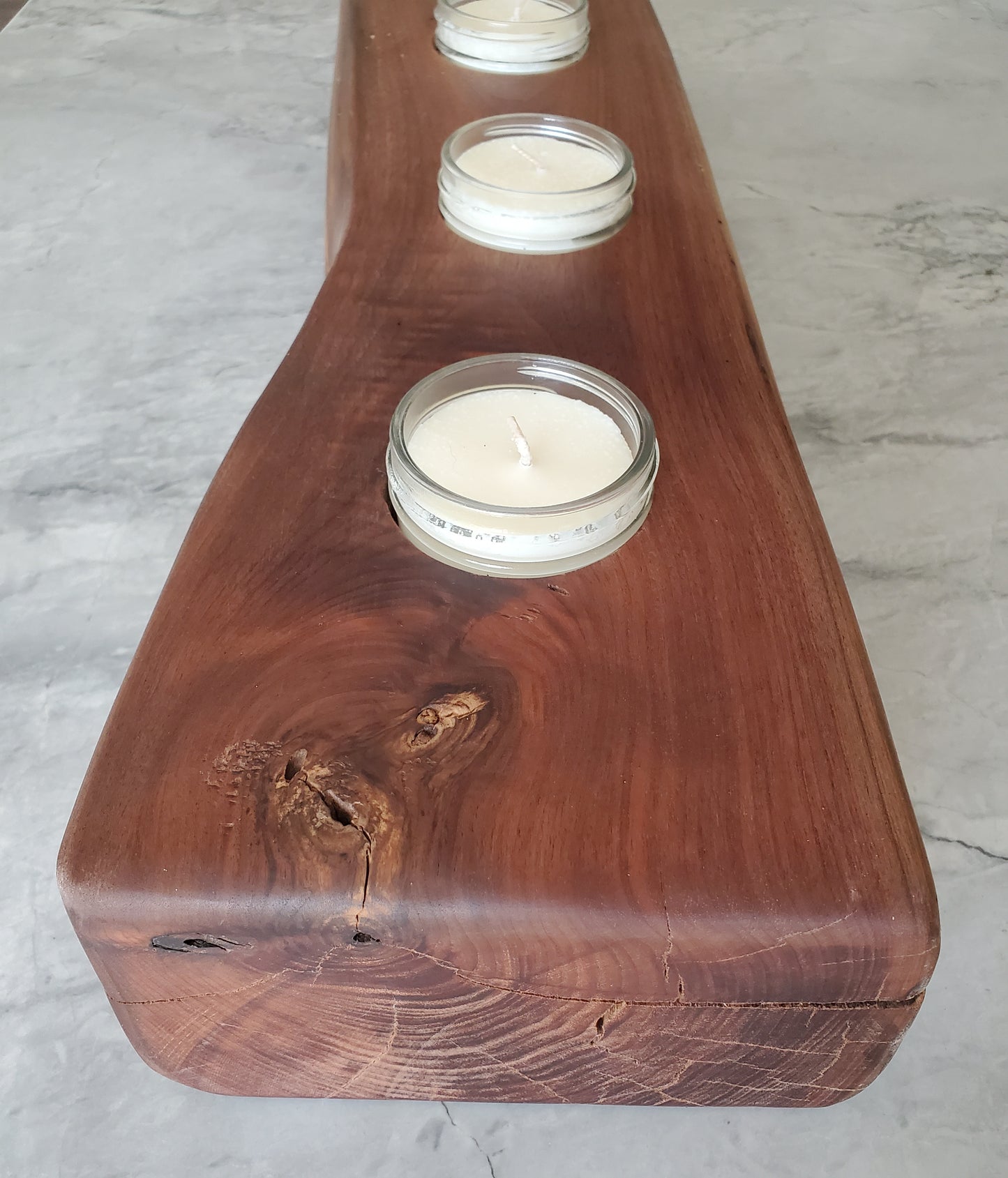 River Salvaged Black Walnut Centerpiece Candle Holder