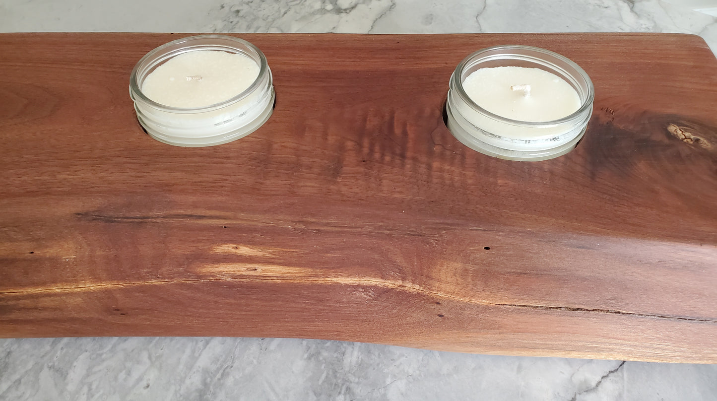 River Salvaged Black Walnut Centerpiece Candle Holder