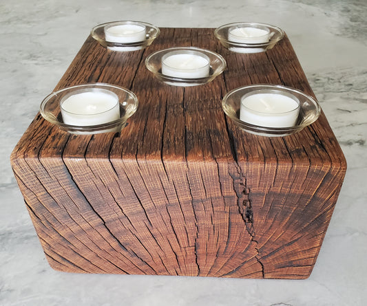 Reclaimed Oak Centerpiece Candle Holder