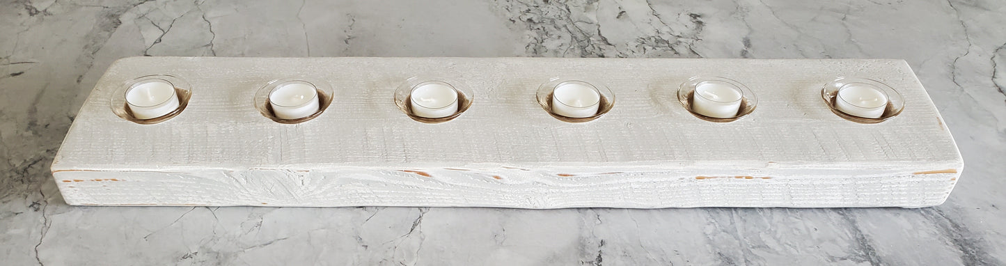 Reclaimed Grey/White Candle Holder