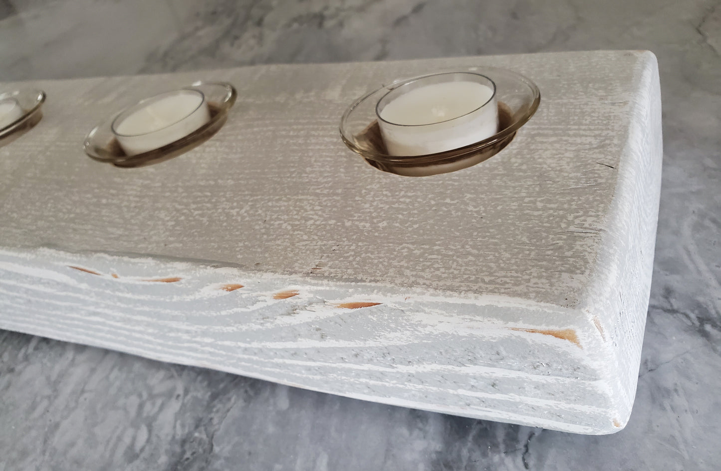 Reclaimed Grey/White Candle Holder