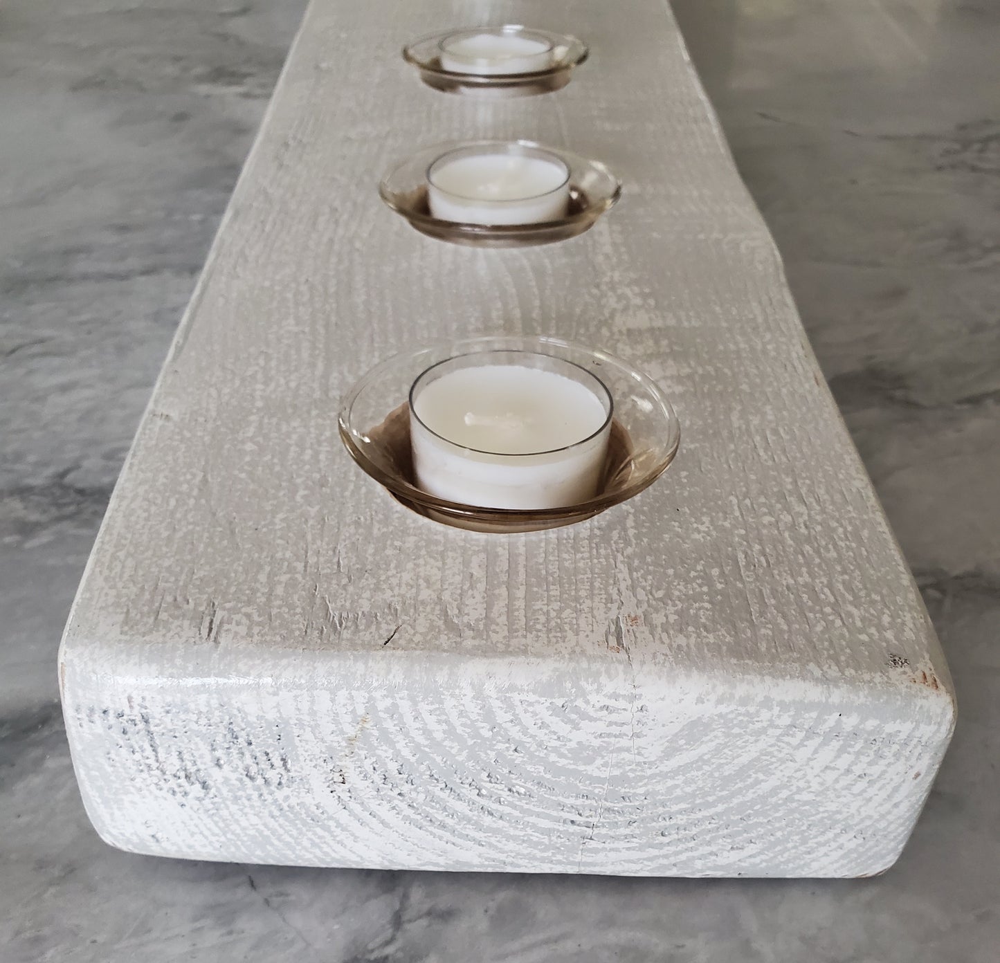 Reclaimed Grey/White Candle Holder