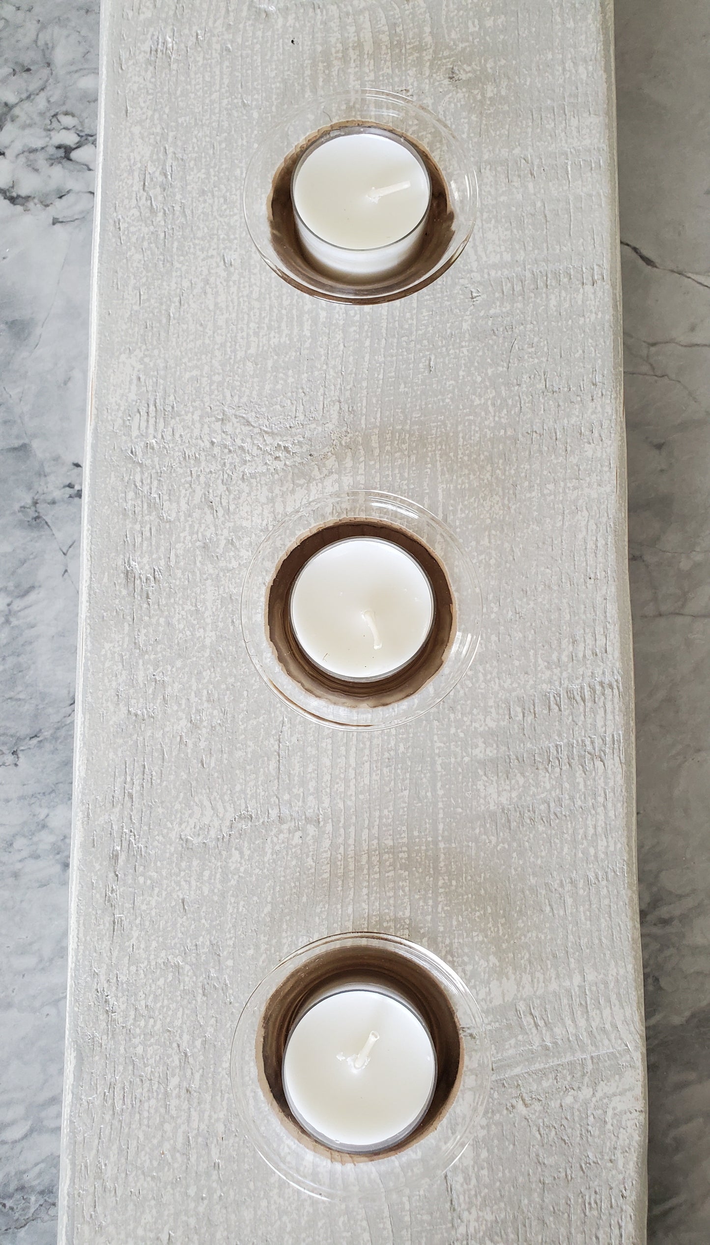 Reclaimed Grey/White Candle Holder