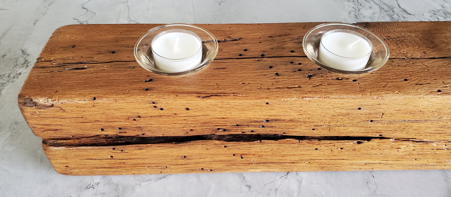 Reclaimed Oak Centerpiece Candle Holder